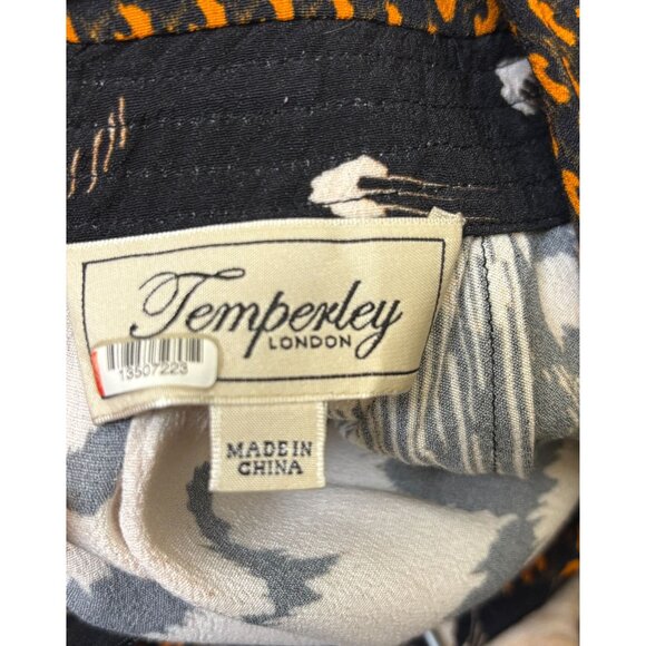 Temperley London Silk Butterfly Print Wrap Dress Orange 10 - Picture 6 of 6